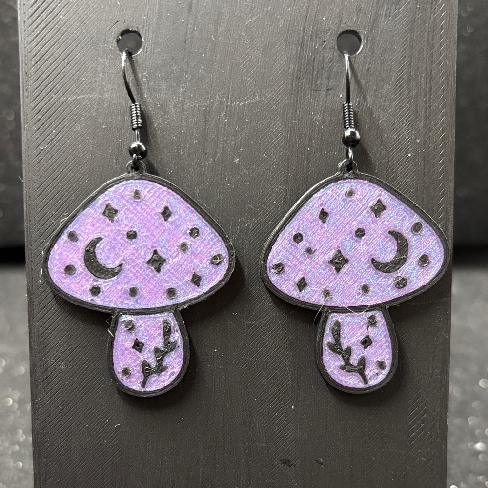 Purple Cosmic Mushroom Color Shift Earrings